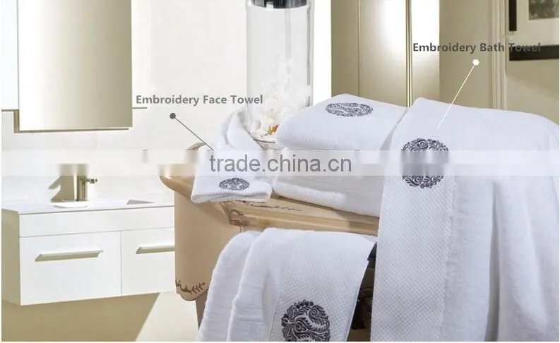 Factory Directly Sale Cotton 16s Custom Embroidery White Hotel Towels Supplier