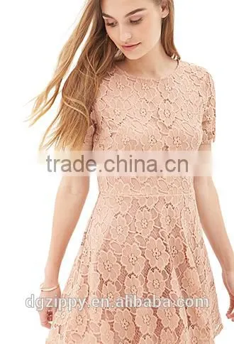 2016 Fashion short sleeveless scoop neck floral A lined lace evening dress