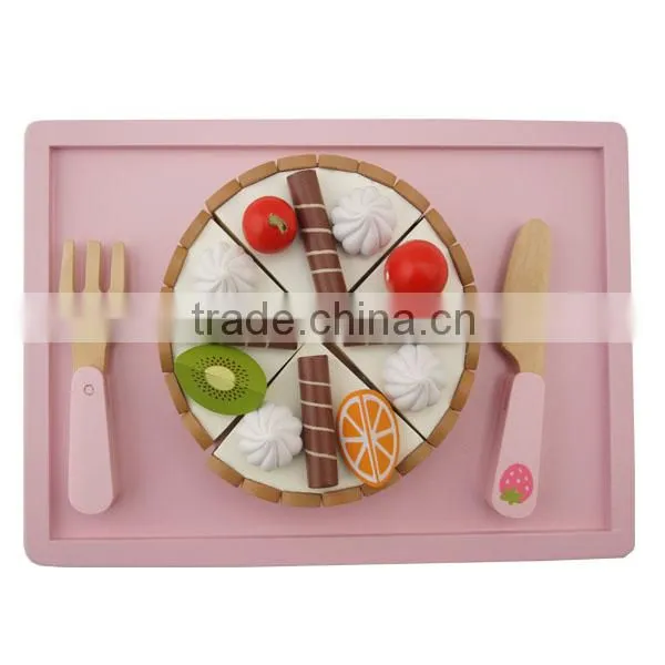 wood food toys funny mini cake cutting for kids playing