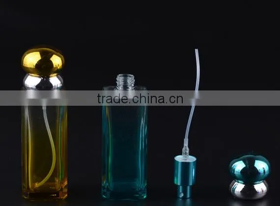 Portable travel 30 ml square glass pink perfume bottle perfume spray bottle