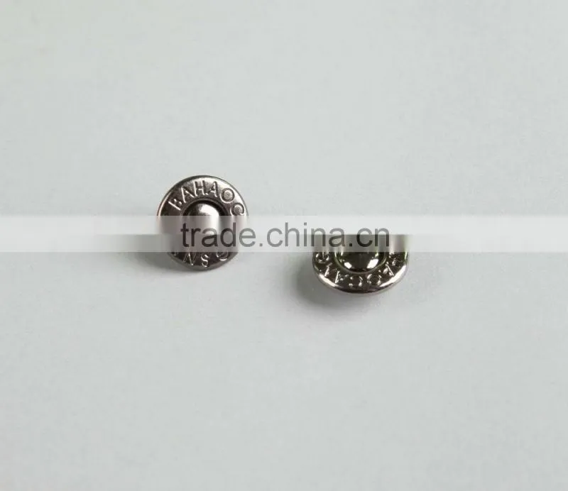 Embossed Alphabet Logo Nickle Free Gun Black Metal Trousers Pants Denims Coats Buttons