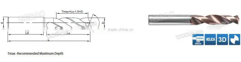 3D External Coolant Tungsten Solid Carbide Drill for Stainless Steel Machining