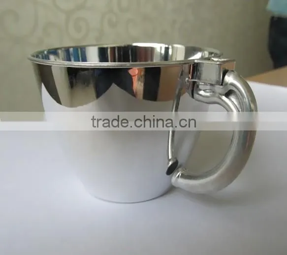 Disposable PS silver coated coffee cup with handle