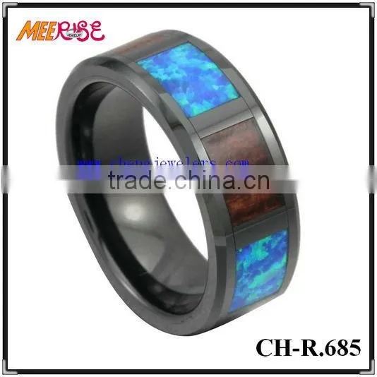 8mm wedding ring two-ton wood inlay titanium wood ring unique titanium ring
