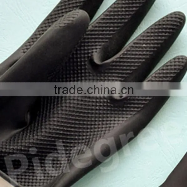 Black industrial latex gloves/rubber industrial gloves