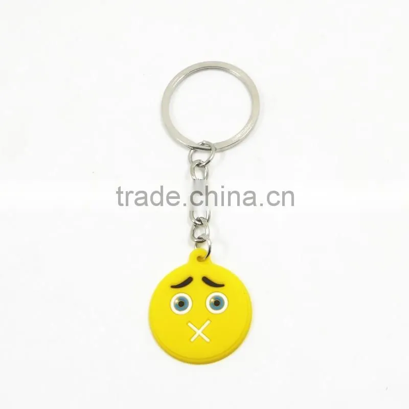 Cheap custom cute cute face advertising key ring/ soft PVC funny face promotion keychain