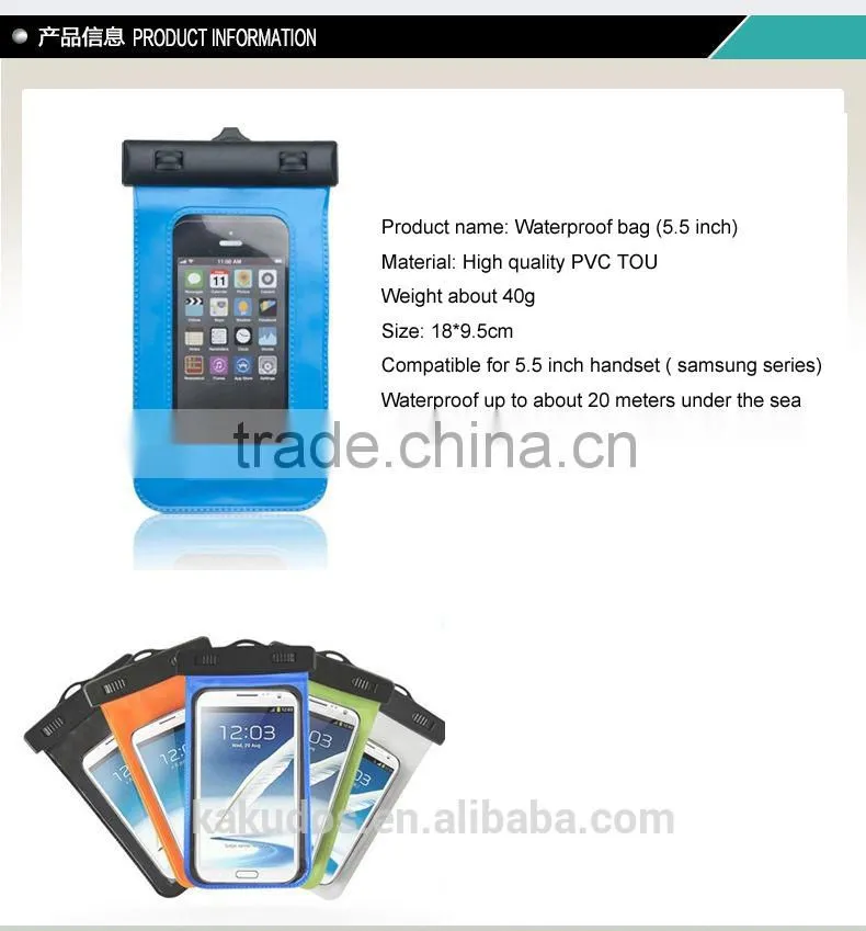 Factory Hot Sell Swim Diving PVC Phone ipx8 Waterproof Case
