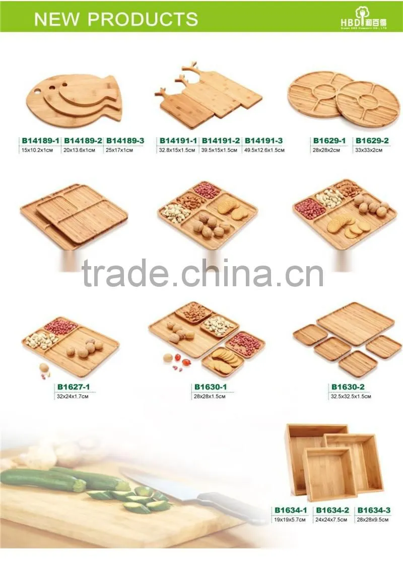 High quality wood food serving plate with handle wholesale