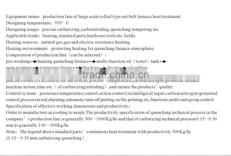 Steel Parts Heat Treatment Furnace Line Bolt and Nut Heat Treatment Furnace