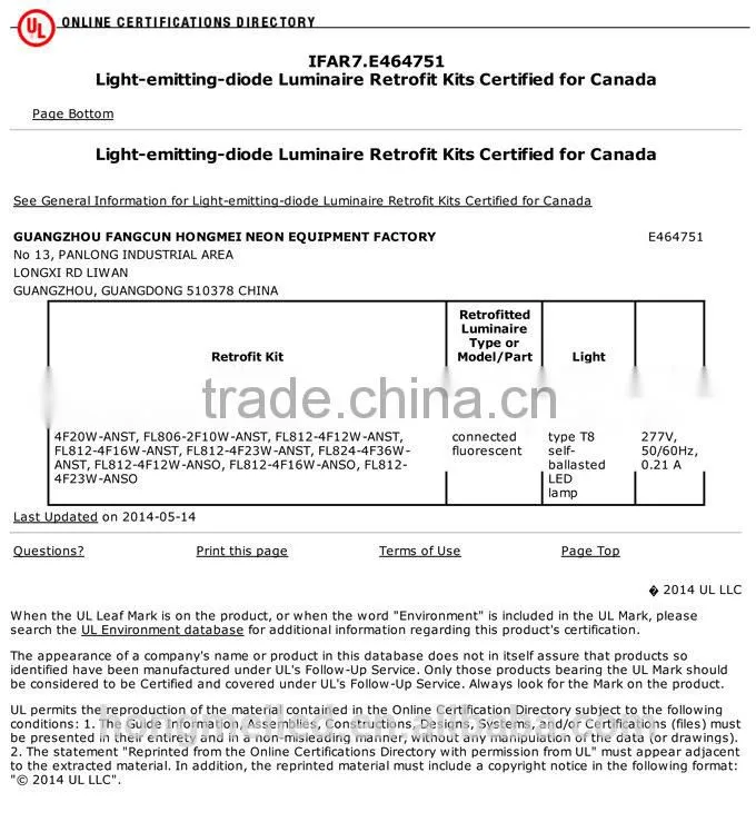 DLC UL cUL listed 8ft 36wLED T8 tube 240cm High Lumen energy saving single pin