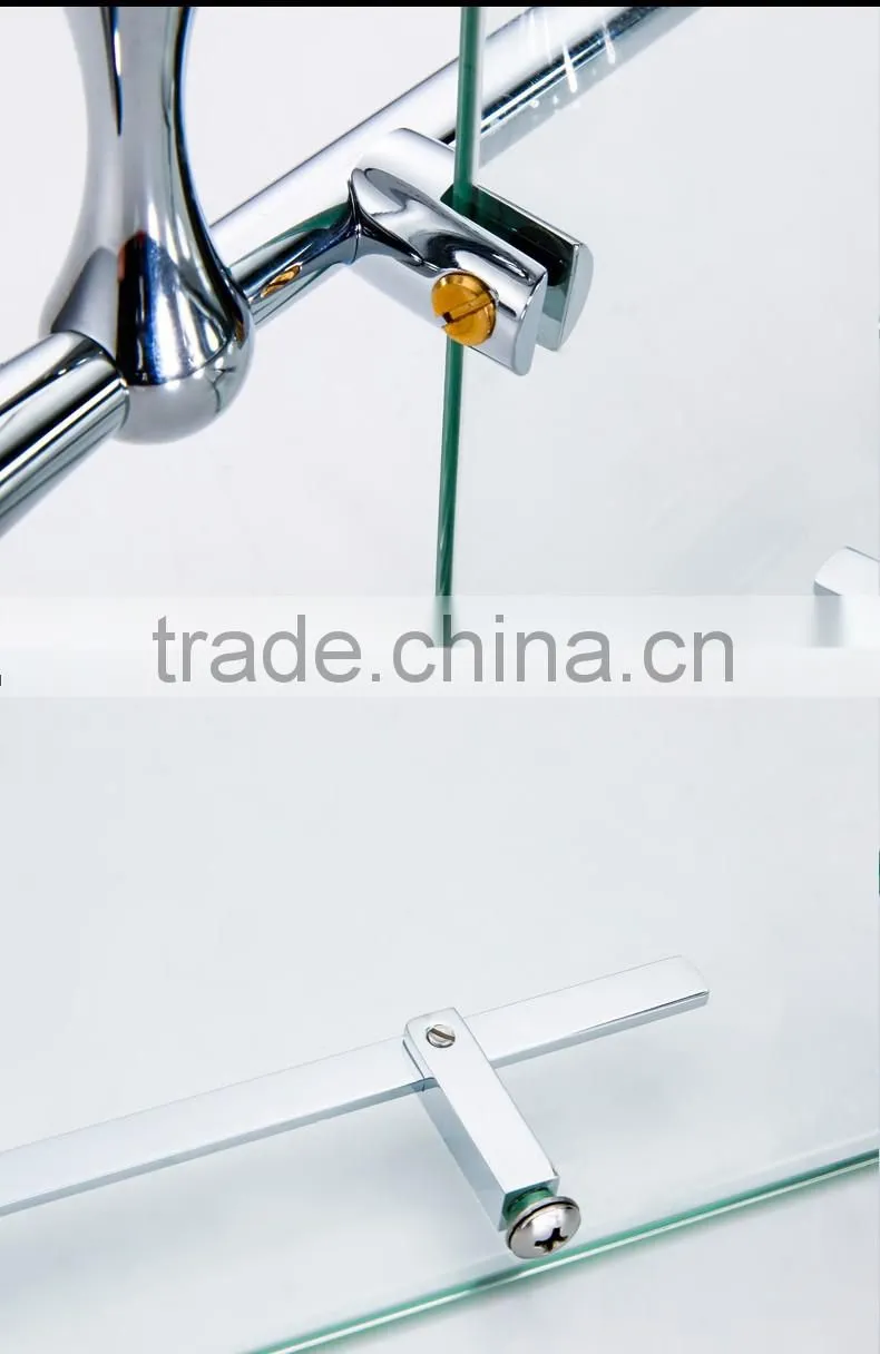 80100 bathroom shelf Contracted silver Double glass shelf hotel use 3c proved