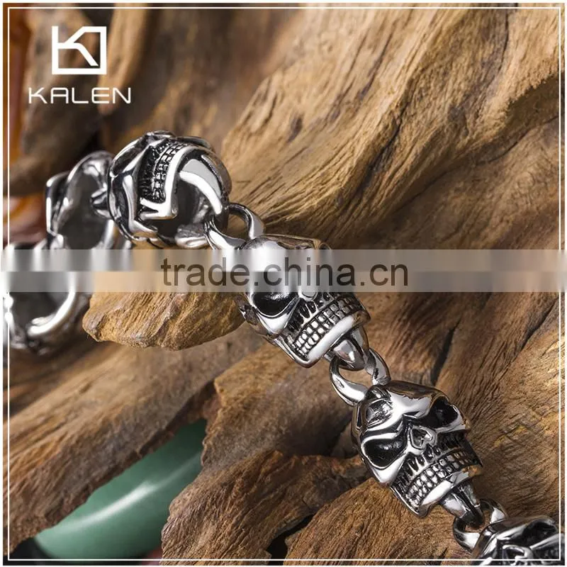high italian skull bracelet with stainless steel bracelet clasp