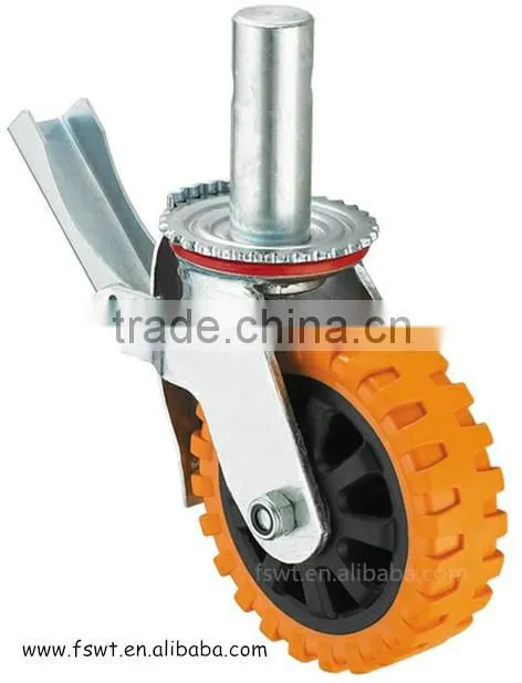 Heavy Duty Non-skid PU 8 Inch Fixed Caster Wheels For Trolley
