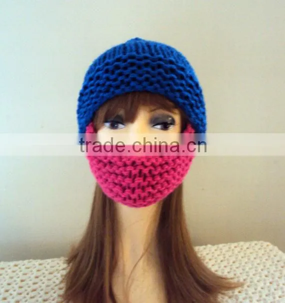 Wholesales Ski Face Mask Knitted Pattern Hat with Top Ball
