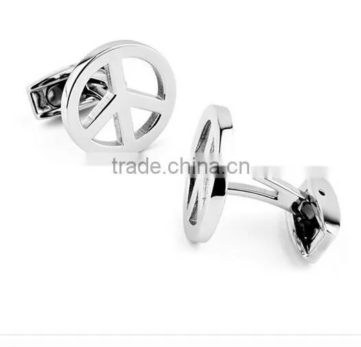 stainless steel peace sign men's cuff links