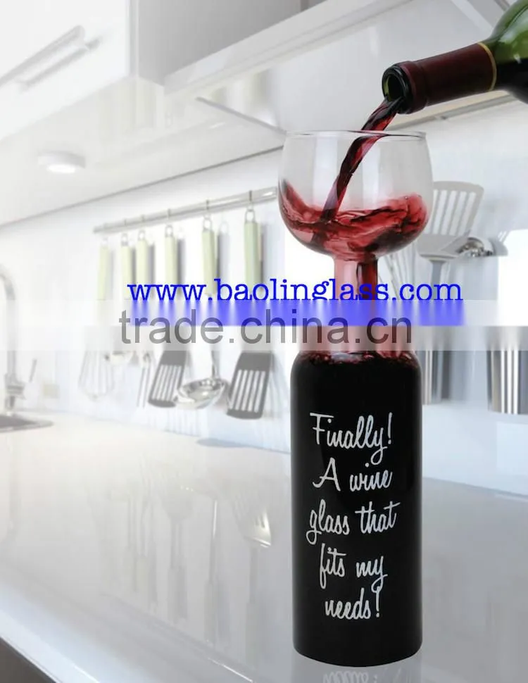 750ml wine bottle with T top cork black cap