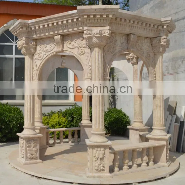 Hand Carved Stone Garden Column Gazebo