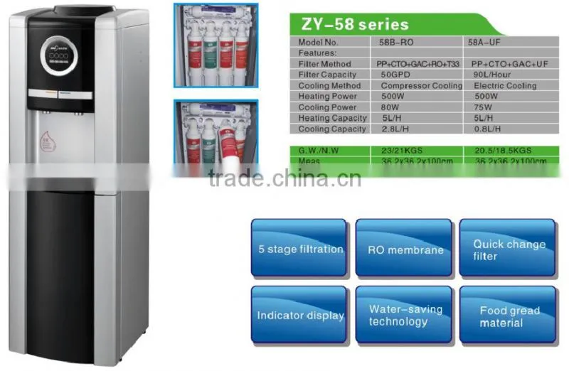 ZY-108 direct piping UF 4 Stage Filtro compressor cooling drinking water dispenser