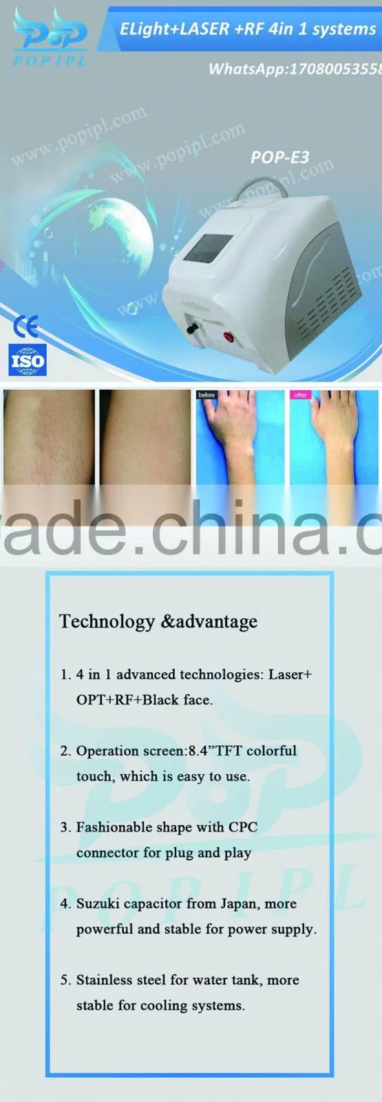 ipl rf shr1200W Hair Removal machine IPL Permanent OPT hair removal & skin care machine POP-E3 Beauty equipment IPL System 1200w