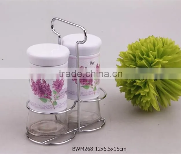 2016 16pcs glass spice jar set with plastic stand