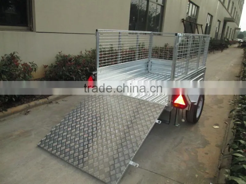 2016 Top 1 Hot Sale !!!!7x4ft Hot Dipped Galvanized Aluminium Ramp Caged Box Trailer