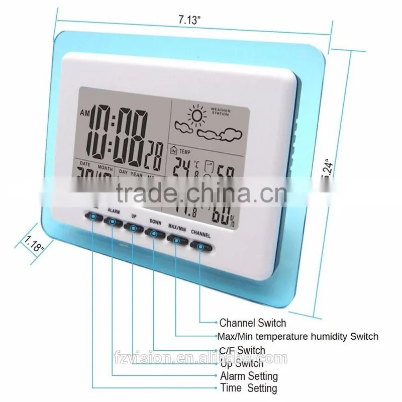 Digital LCD Display Thermo-hygrometer wifi Weather Station Clock Wireless Weather Station with 2 sensors