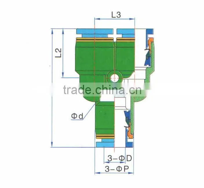 China JULY supplier plastic pneumatic Y branch tee type quick connect pipe fittings