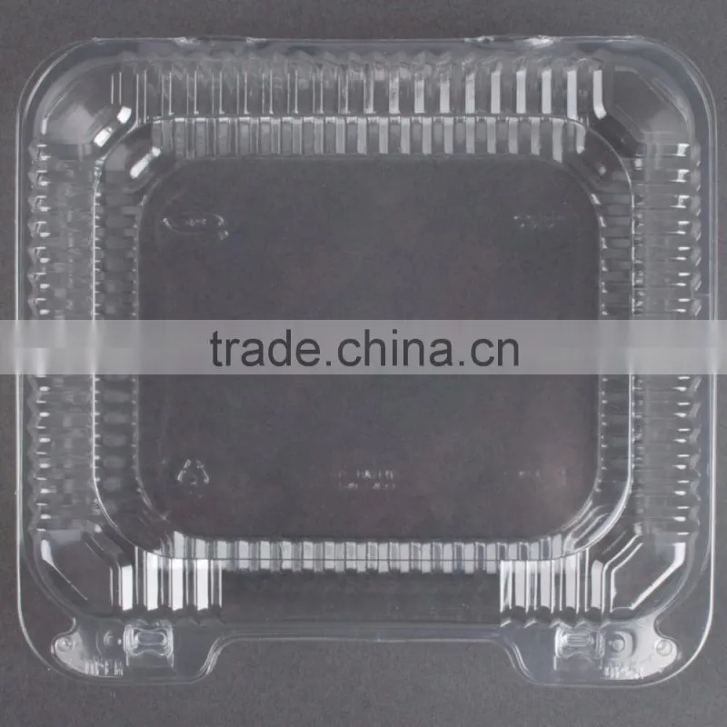 Square Clear Hinged Clamshell Type Plastic StayLock Medium Food Container for Salad, Muffins, Cake, Pastry and Fruit Packaging