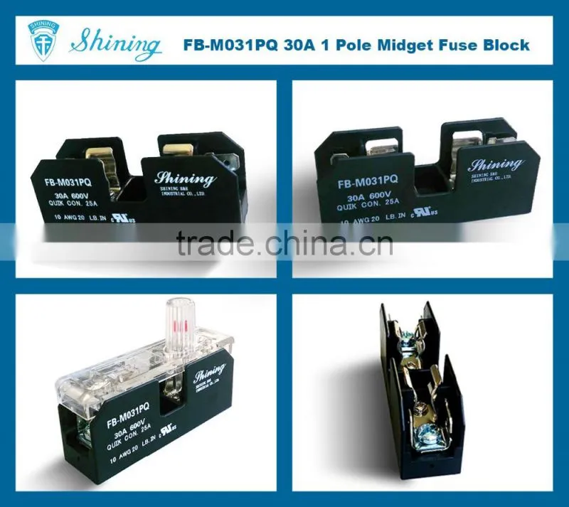 FB-M031PQ Panel and Din Rail Mounted 30A 1 Way Fuse Terminal Block