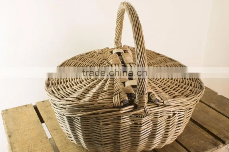 Traditional Wicker Shopping Basket, Gift or Display - Twin Lidded