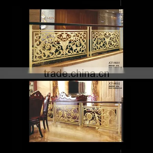 Luxury Aluminum Handrails Staircase Golden Balustrade for Hotel Villa