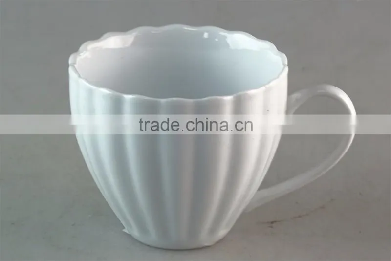 White ceramic coffee/tea cup with handle for wholesale