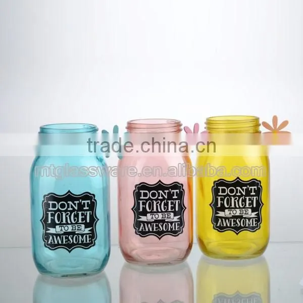 bud silk cloth 4colorful machine made glass mason jar vase