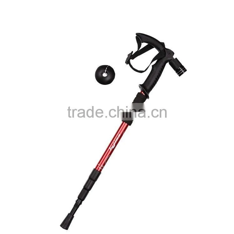 Telescope walking stick with flashlight 5 LED, Aluminum 6061, 4 sections, SZ19001