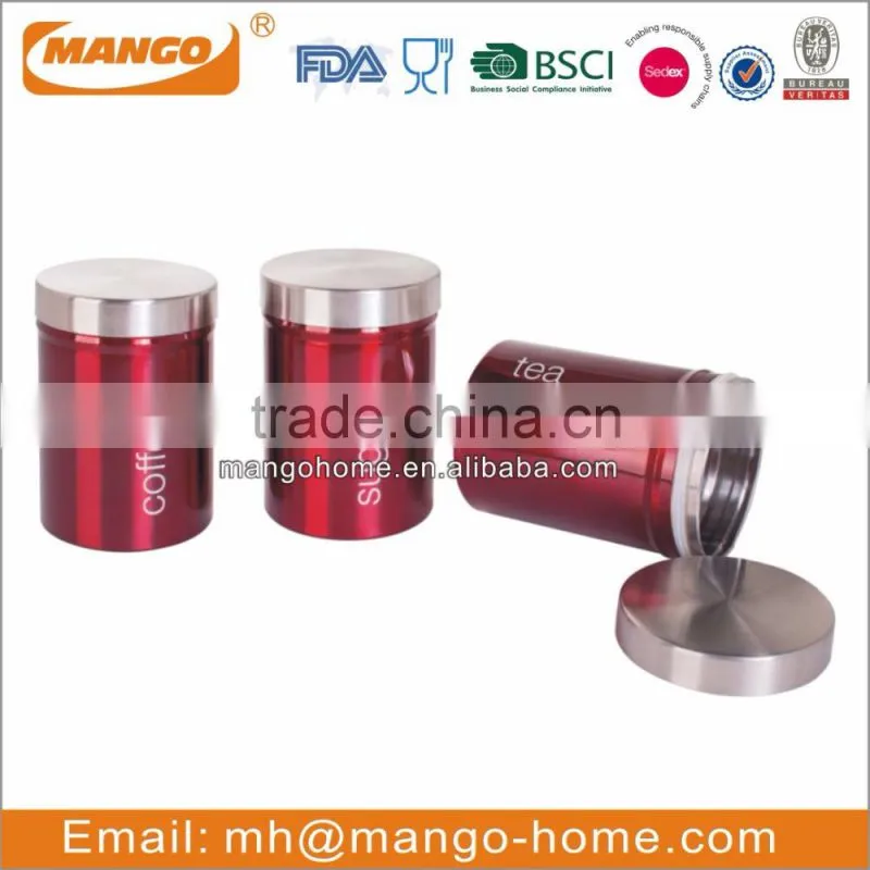Set of 3 New Tea Coffee Sugar Kitchen Storage Canister Set