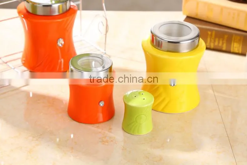 ceramic Canister with stainless steel stand