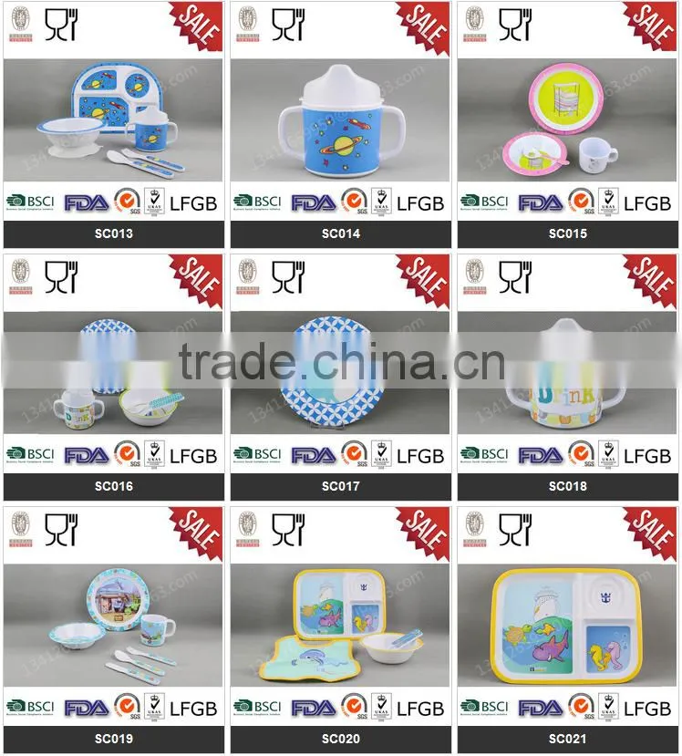 High quality custom children set melamine round bowl and rice spoon