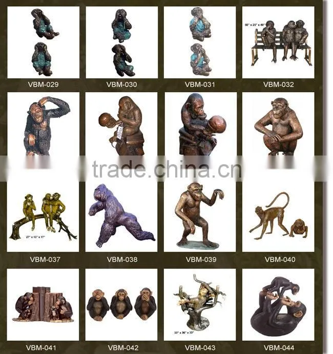High quality large bronze gorilla sculpture