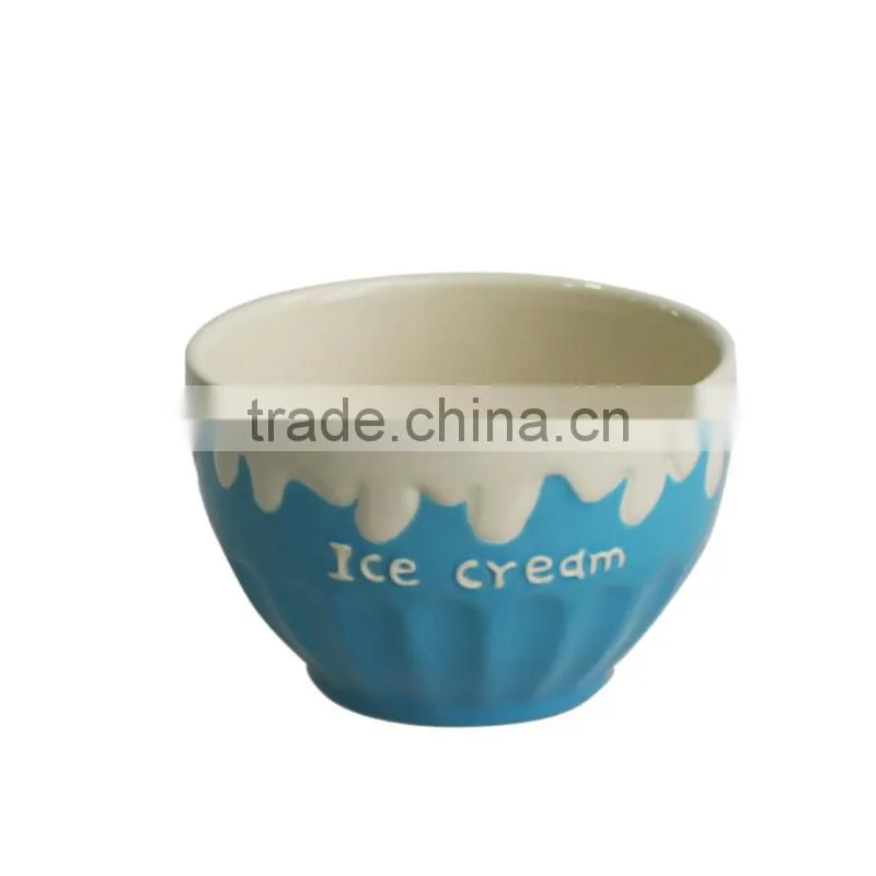 4.7"orange color hot sell ceramic ice cream sundae bowls