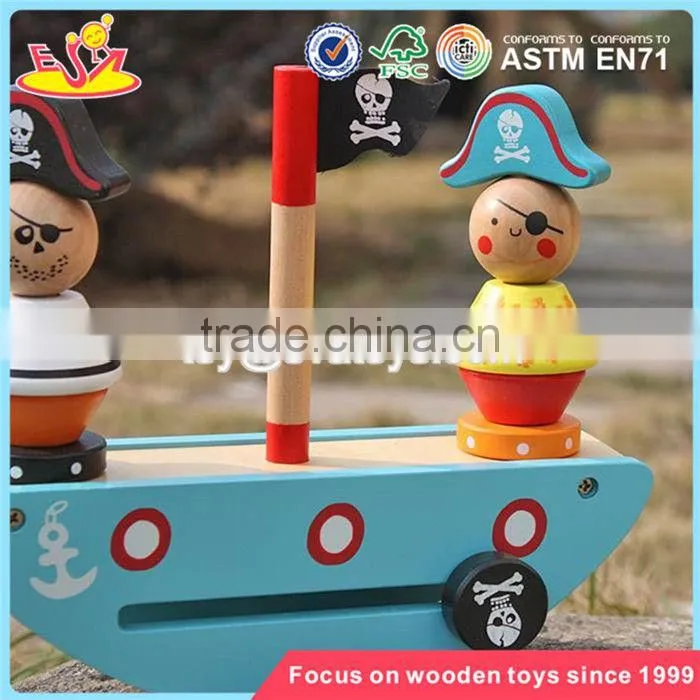 wholesale pirate toy wooden stacking balance blocks new design wooden balance blocks for kids W11F056