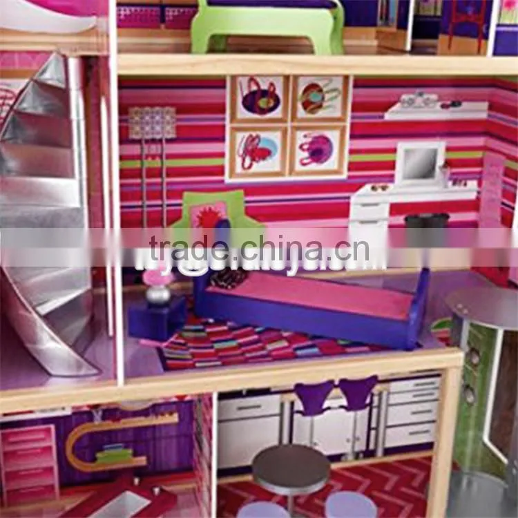 New style 14 furniture pieces children luxury wooden toy dream cottages W06A225