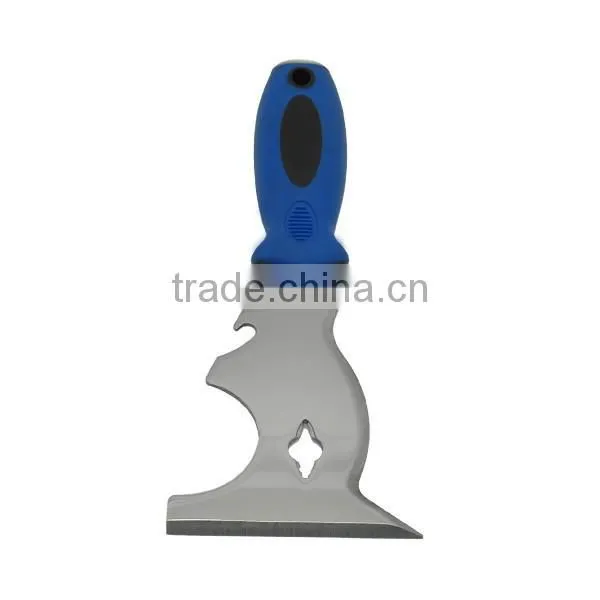 9-in- scraper with soft grip stainless steel blade metal end cap putty knife scraper