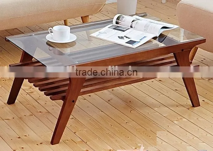 Home furniture tempered glass top living room high quality wood table