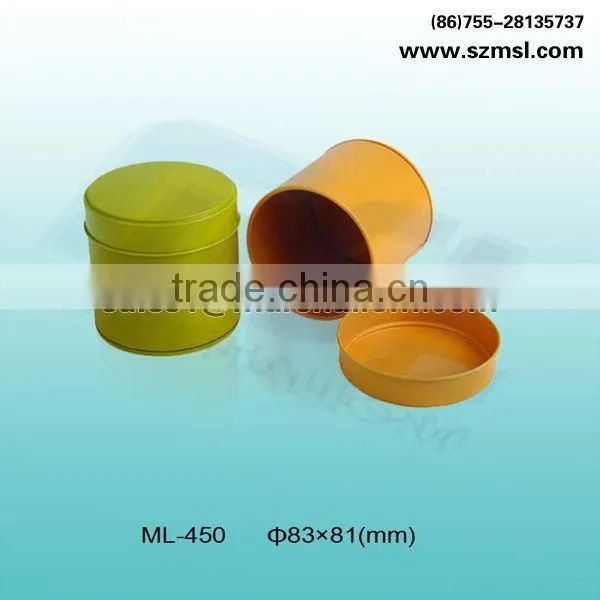 Round tin can for candle