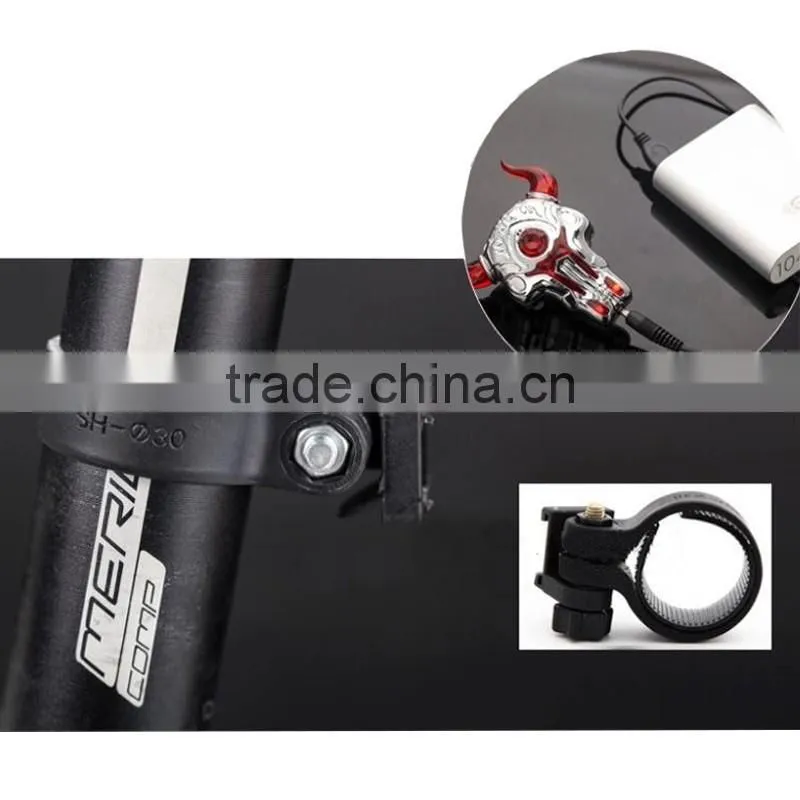 2016 new Bull Head LED Bike Bicycle Lamp USB Rechargeable Tail Rear Light with Laser