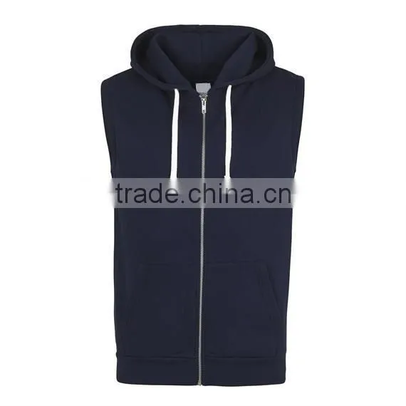no name hoodies plain black hoodies 80% ringspun cotton 20% polyester Full Zip Sleevless Bodybuilding Hoodies