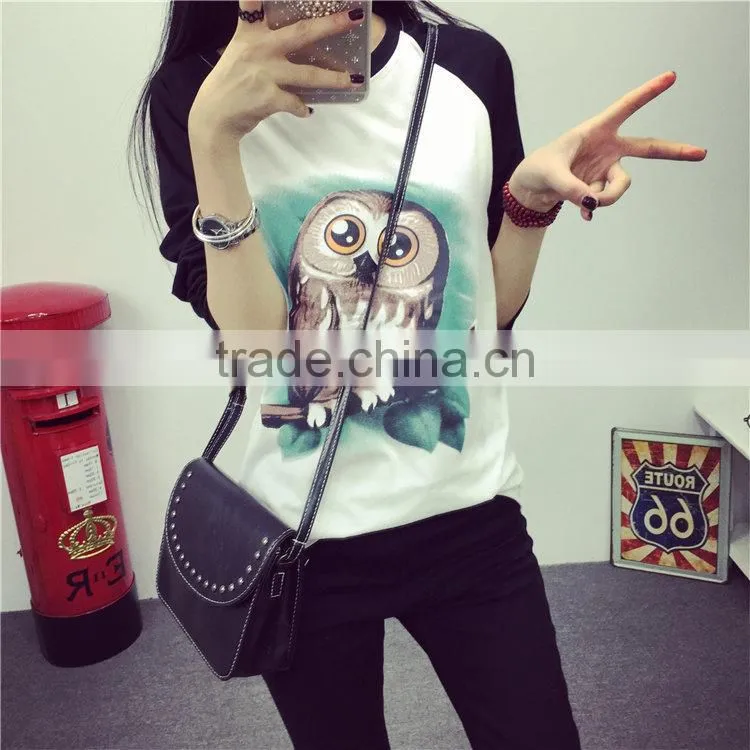 custom lady fashion basic t-shirt with long sleeve