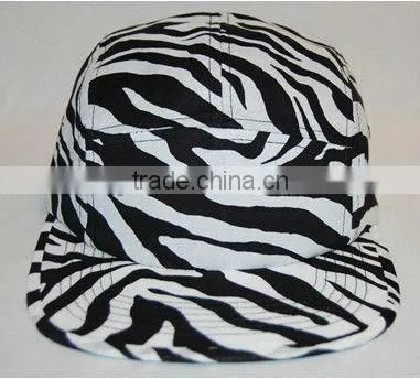 Hot sale custom blank 100% cotton zebra stripe 5 panel cap
