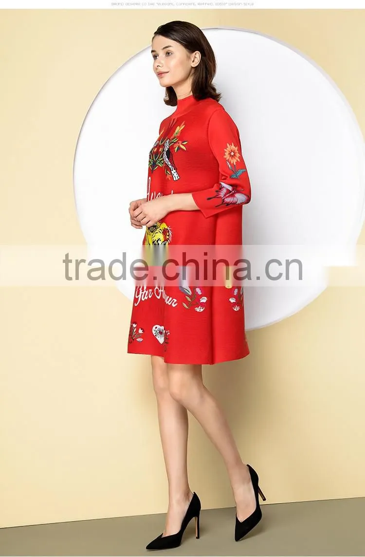 Factory direct women colorful printing polyester fabric dresses