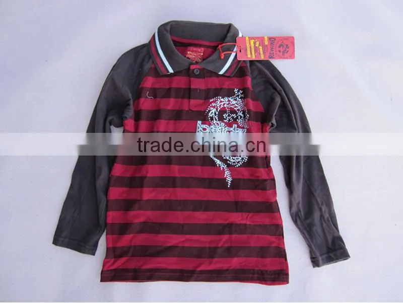 Boys Long Sleeves Stripe Polo Shirt/T-Shirt in Stock